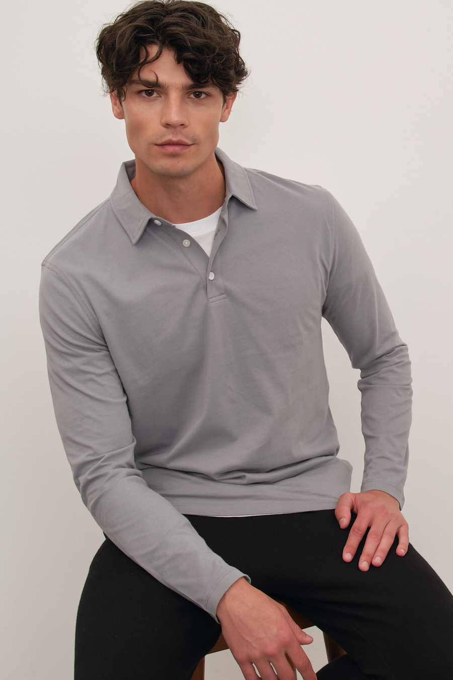 Polo Yakalı Midweight Brushed Cotton T-shirt