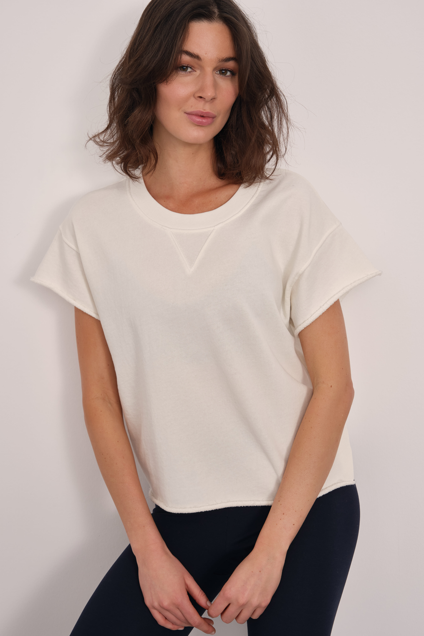 Garment-Dyed Lightweight Cotton Cropped Sweatshirt