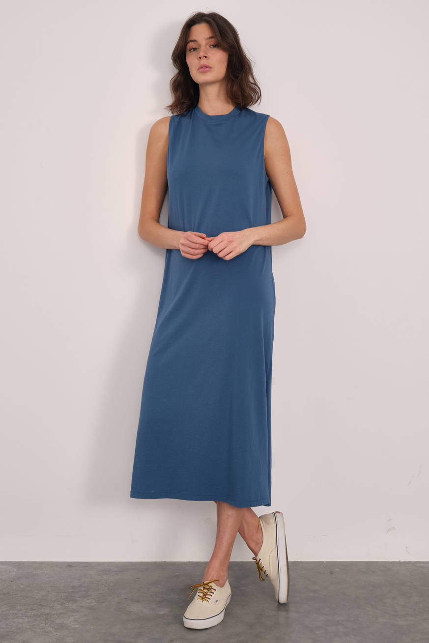 Garment-Dyed Cotton Midi Elbise
