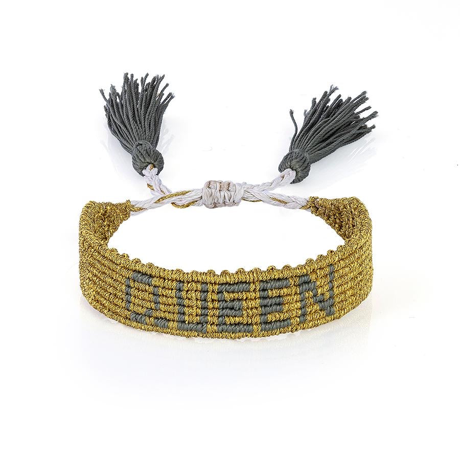 Queen Woven Bileklik - Green/Gold