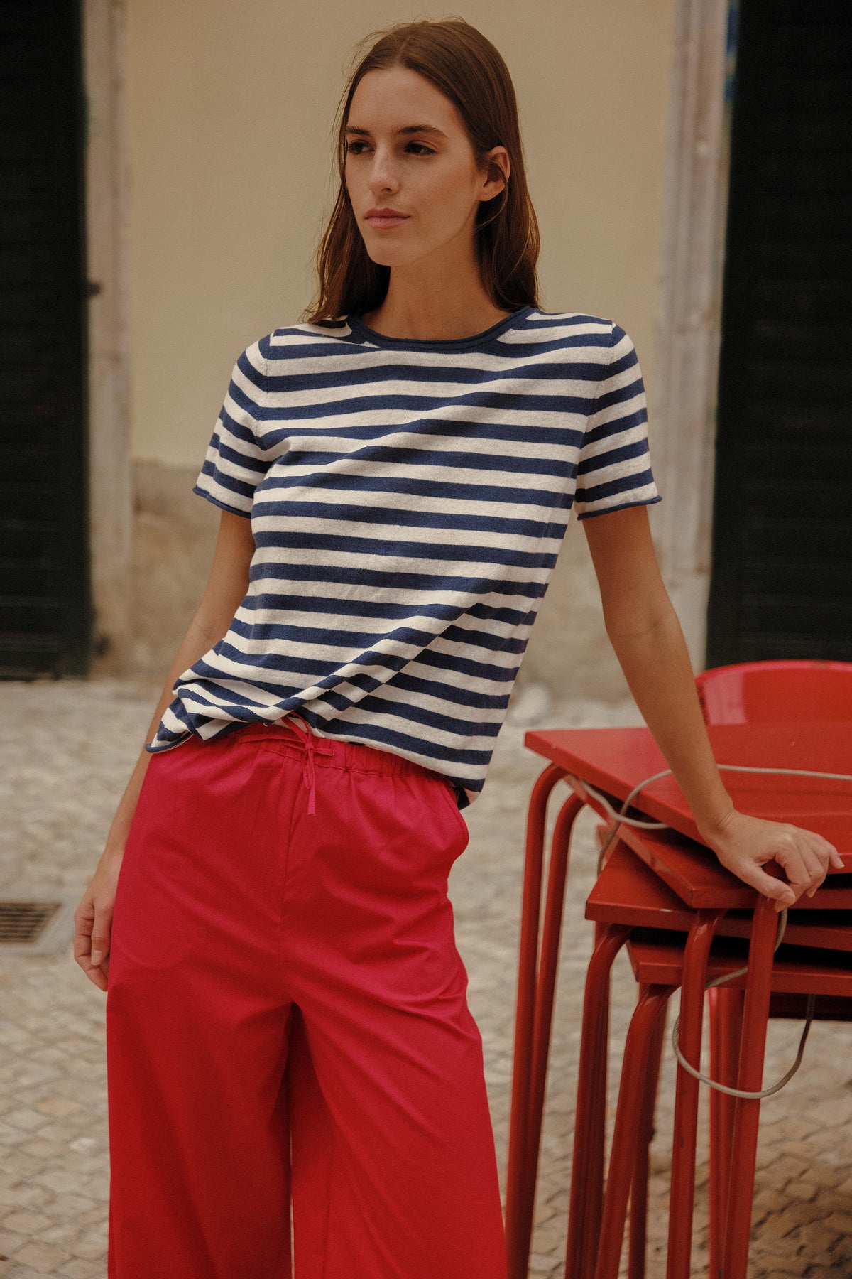 Pull-On Crop Palazzo Poplin Pantolon