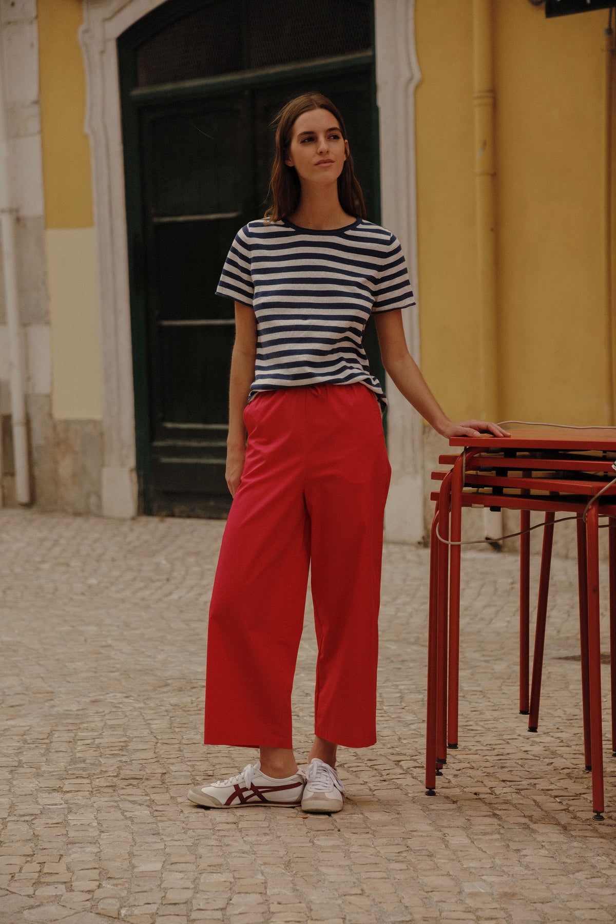 Pull-On Crop Palazzo Poplin Pantolon
