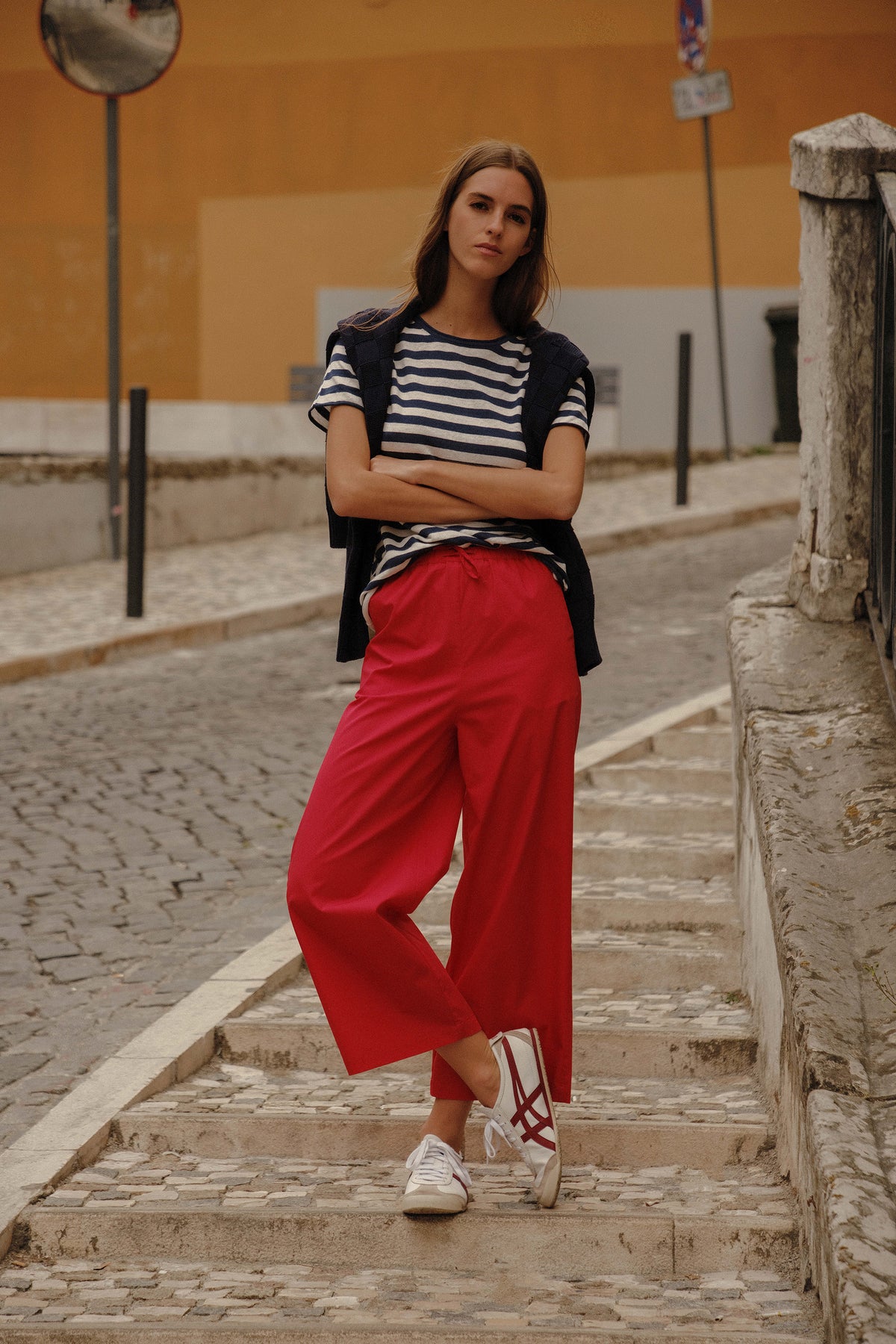 Pull-On Crop Palazzo Poplin Pantolon