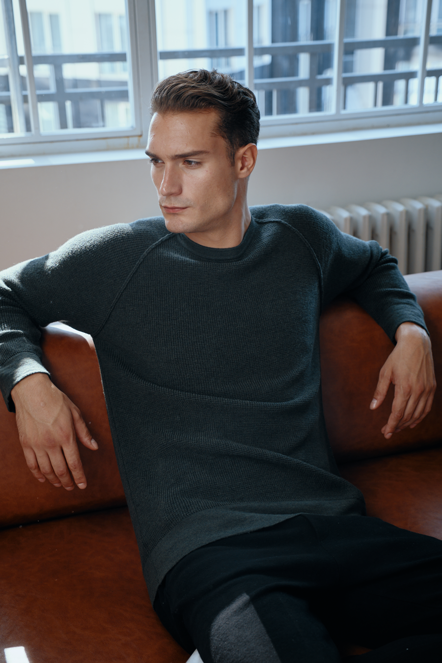 Waffle Örgülü Reglan Kollu Merino Triko