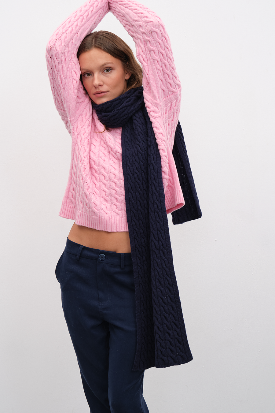 Cable Knit Merino Kaşkol