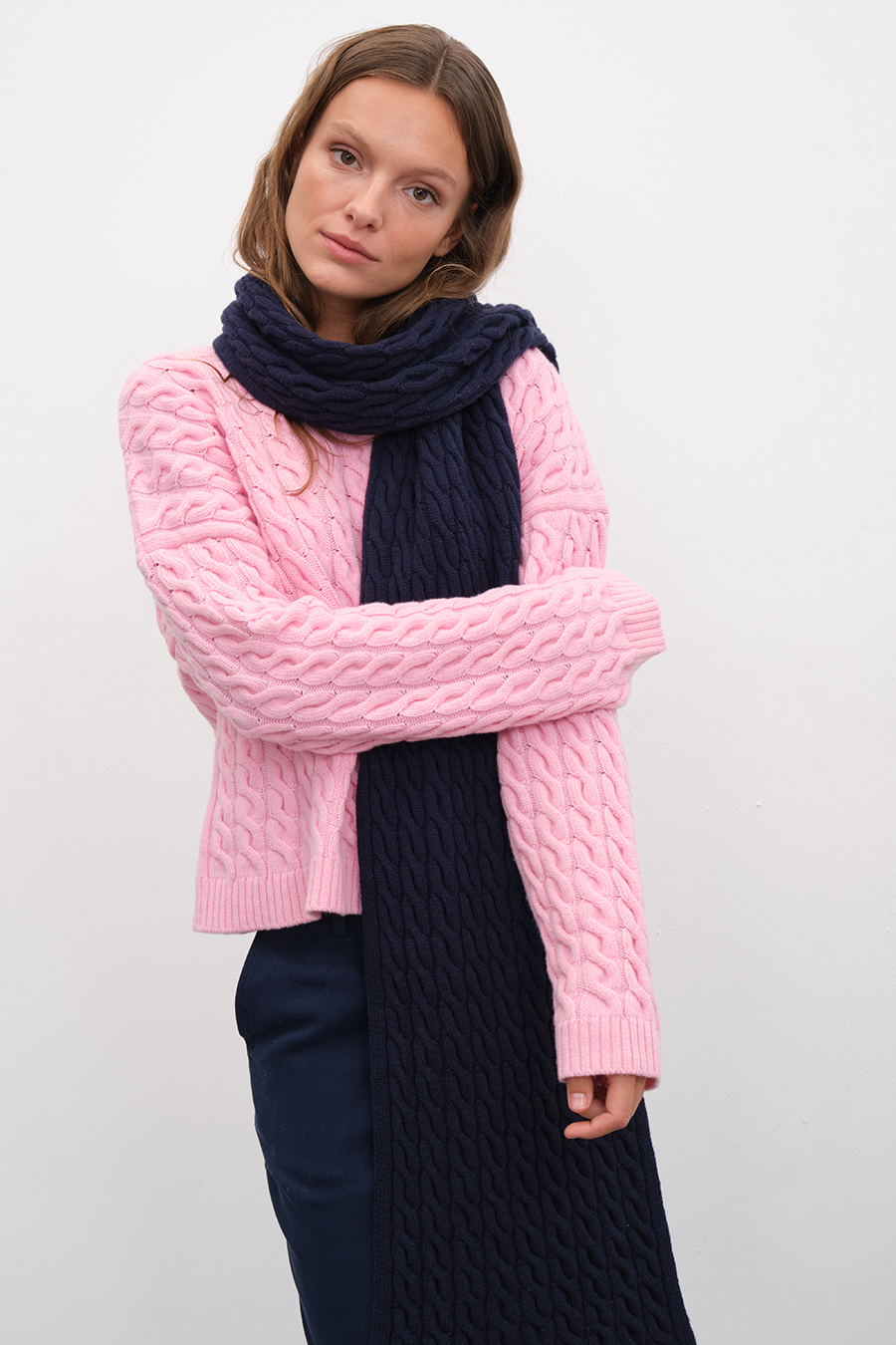 Cable Knit Merino Kaşkol