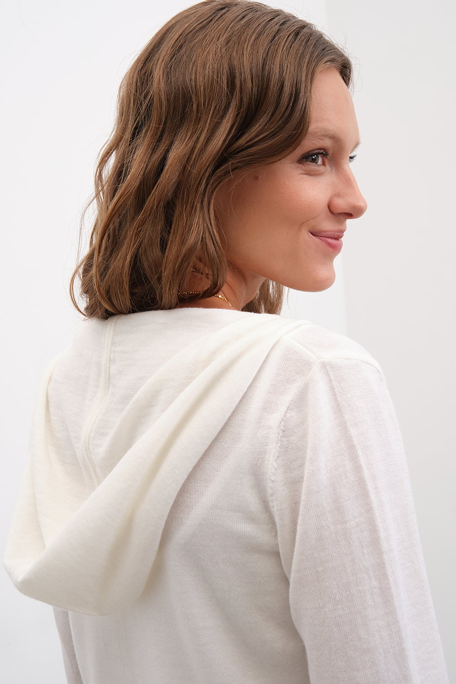 Fermuarlı Lightweight Merino Fitted Hoodie