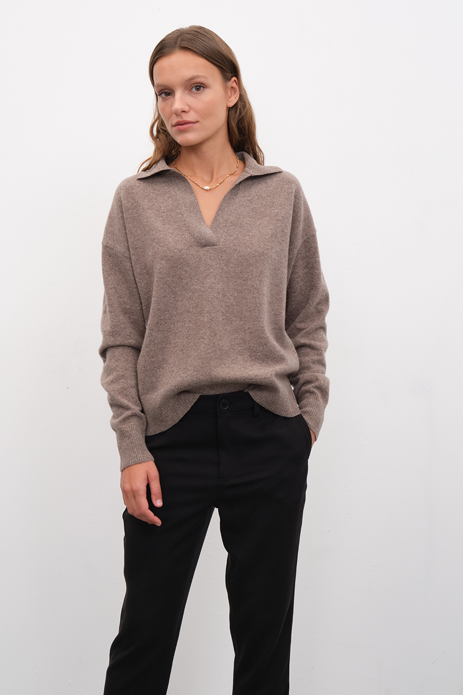 Polo Yakalı Cashmere Merino Triko