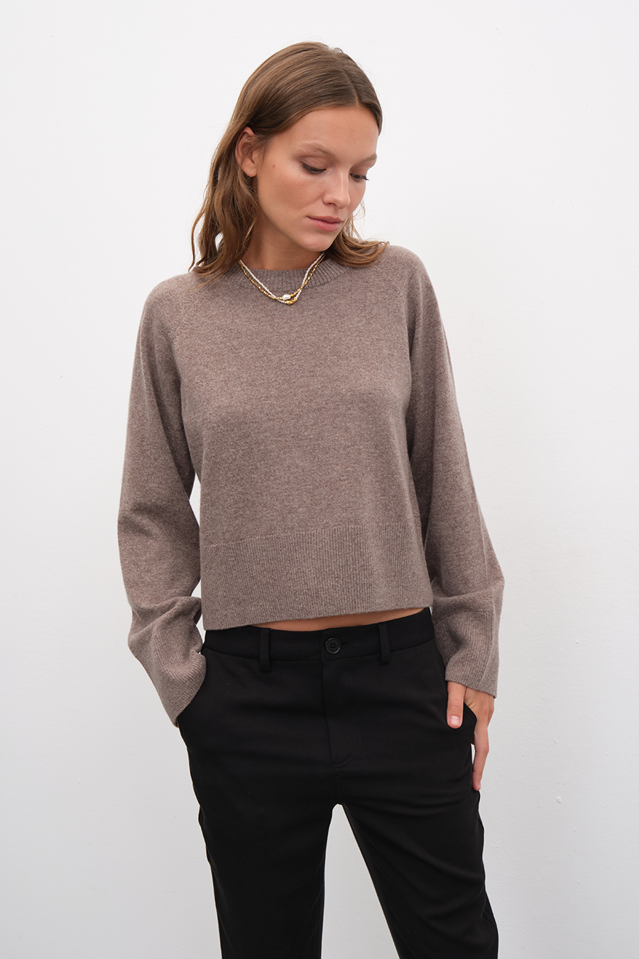 Reglan Kollu Cashmere Merino Crop Triko