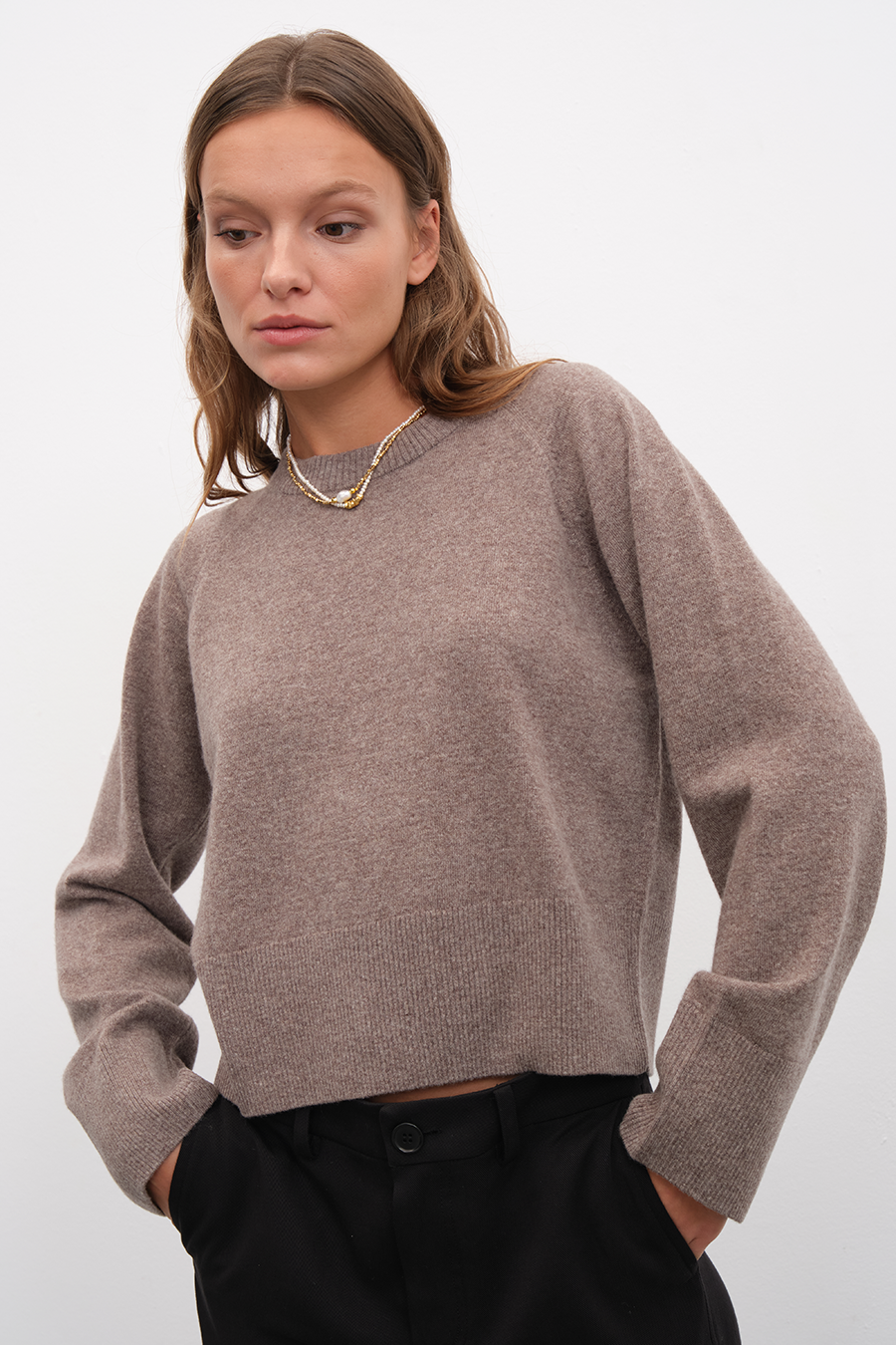 Reglan Kollu Cashmere Merino Crop Triko