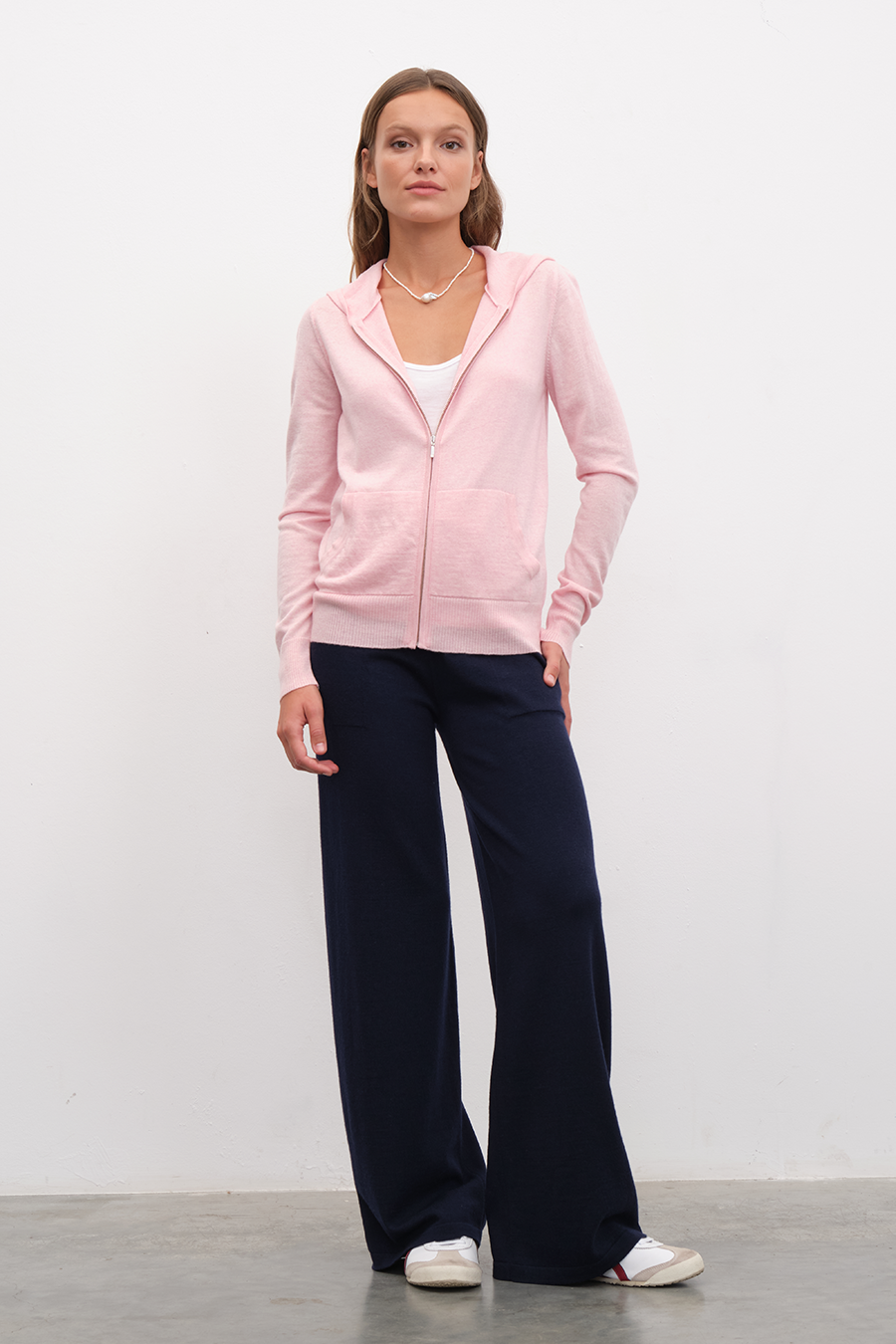 Fermuarlı Lightweight Merino Fitted Hoodie