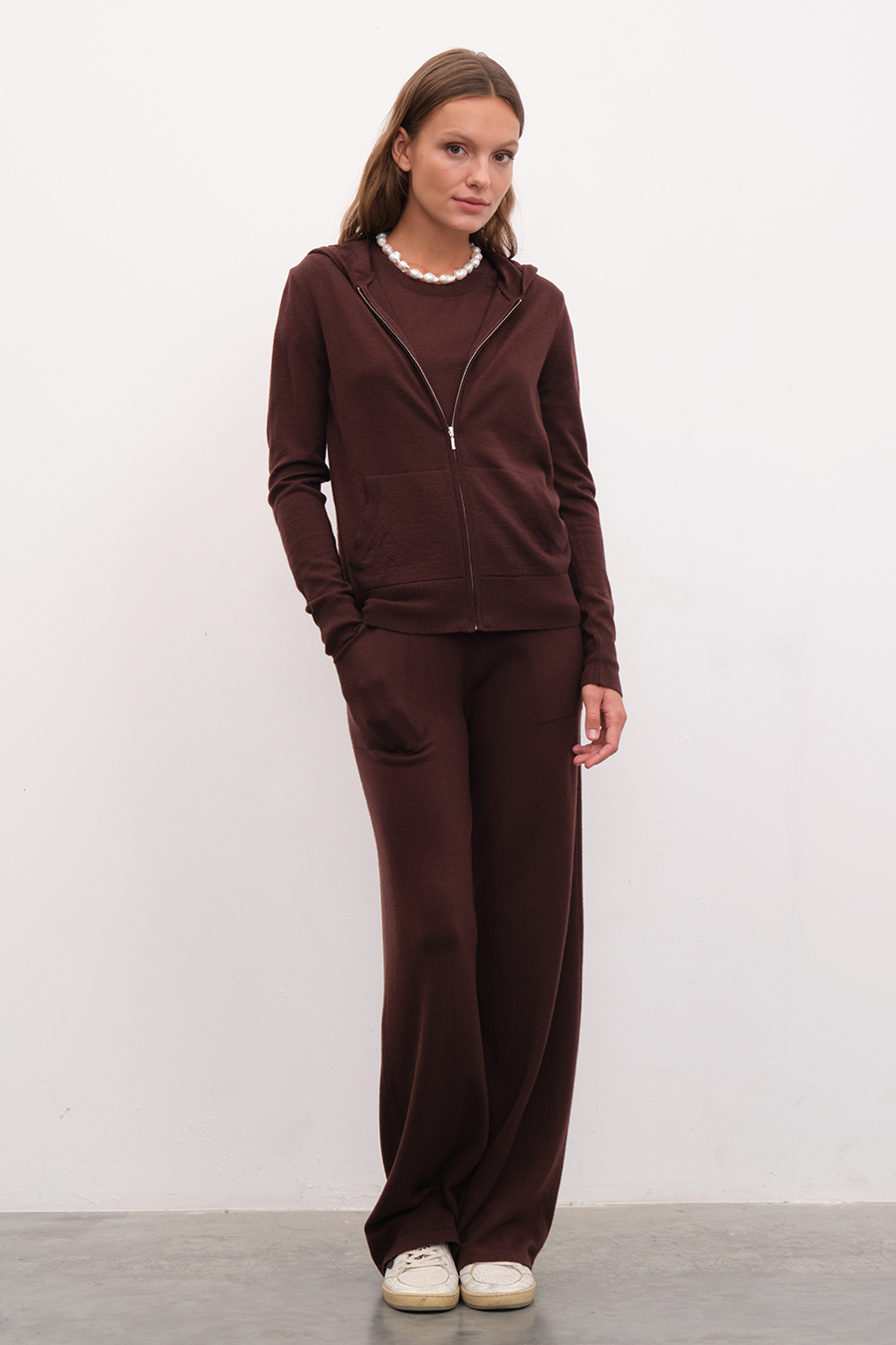 Fermuarlı Lightweight Merino Fitted Hoodie