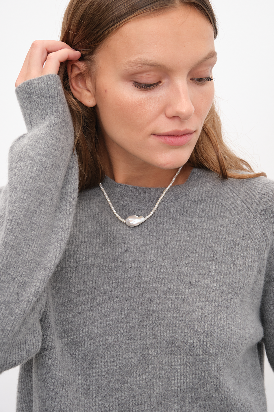 Barok İnci Detaylı Kum İnci Kolye