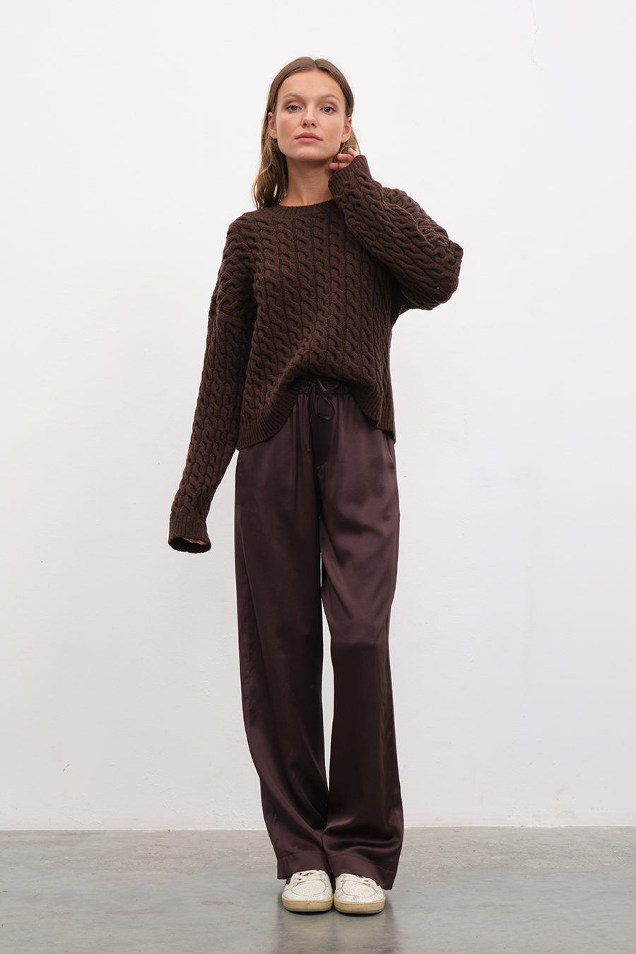 Cable Knit Crop Merino Triko
