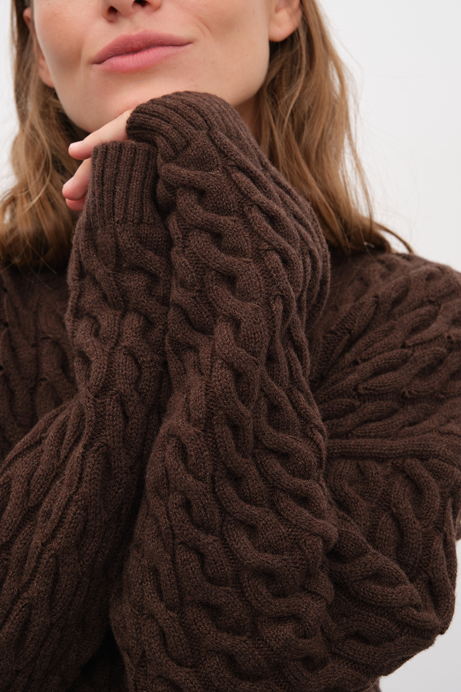 Cable Knit Crop Merino Triko