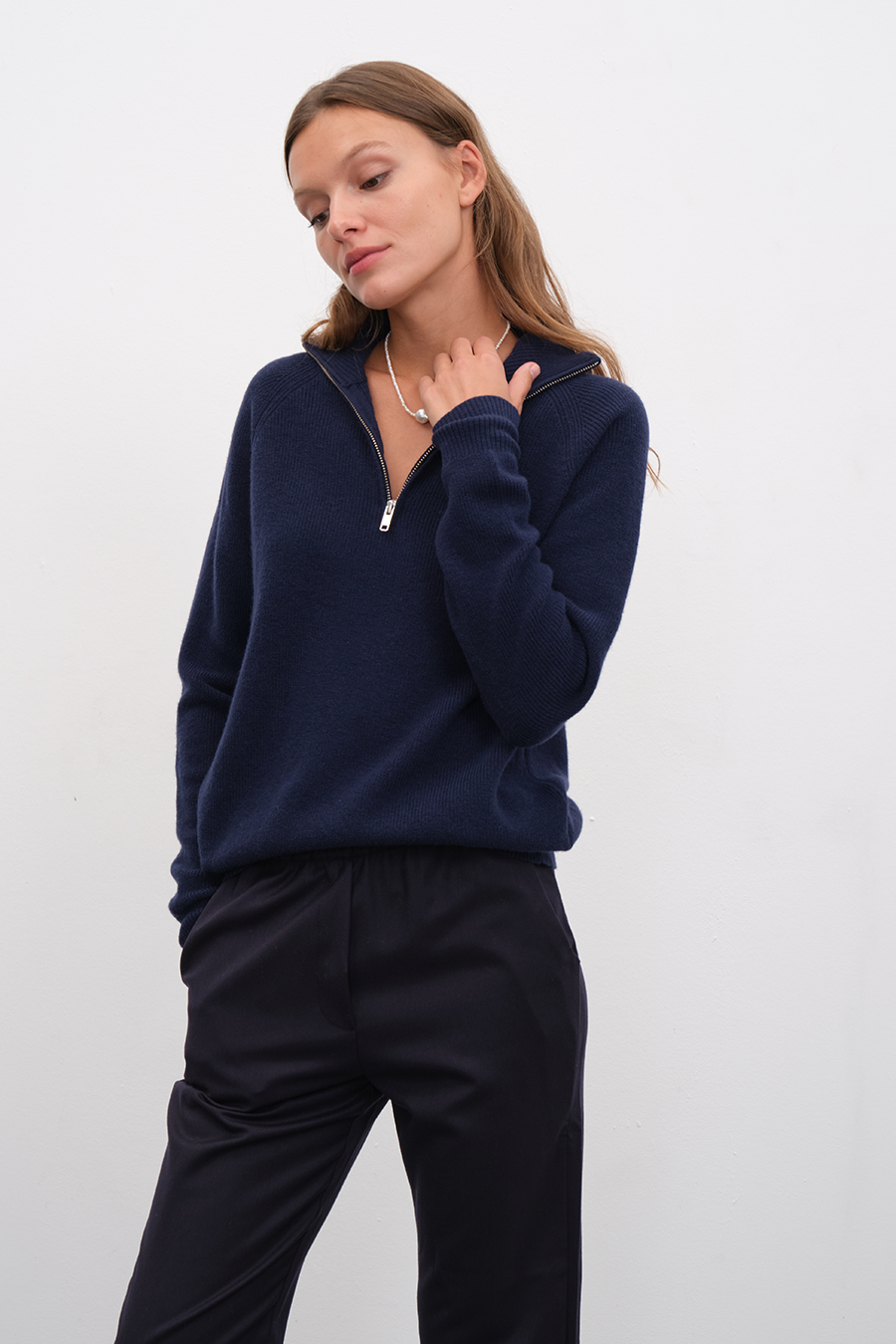 Yarım Fermuarlı Unisex Merino Triko
