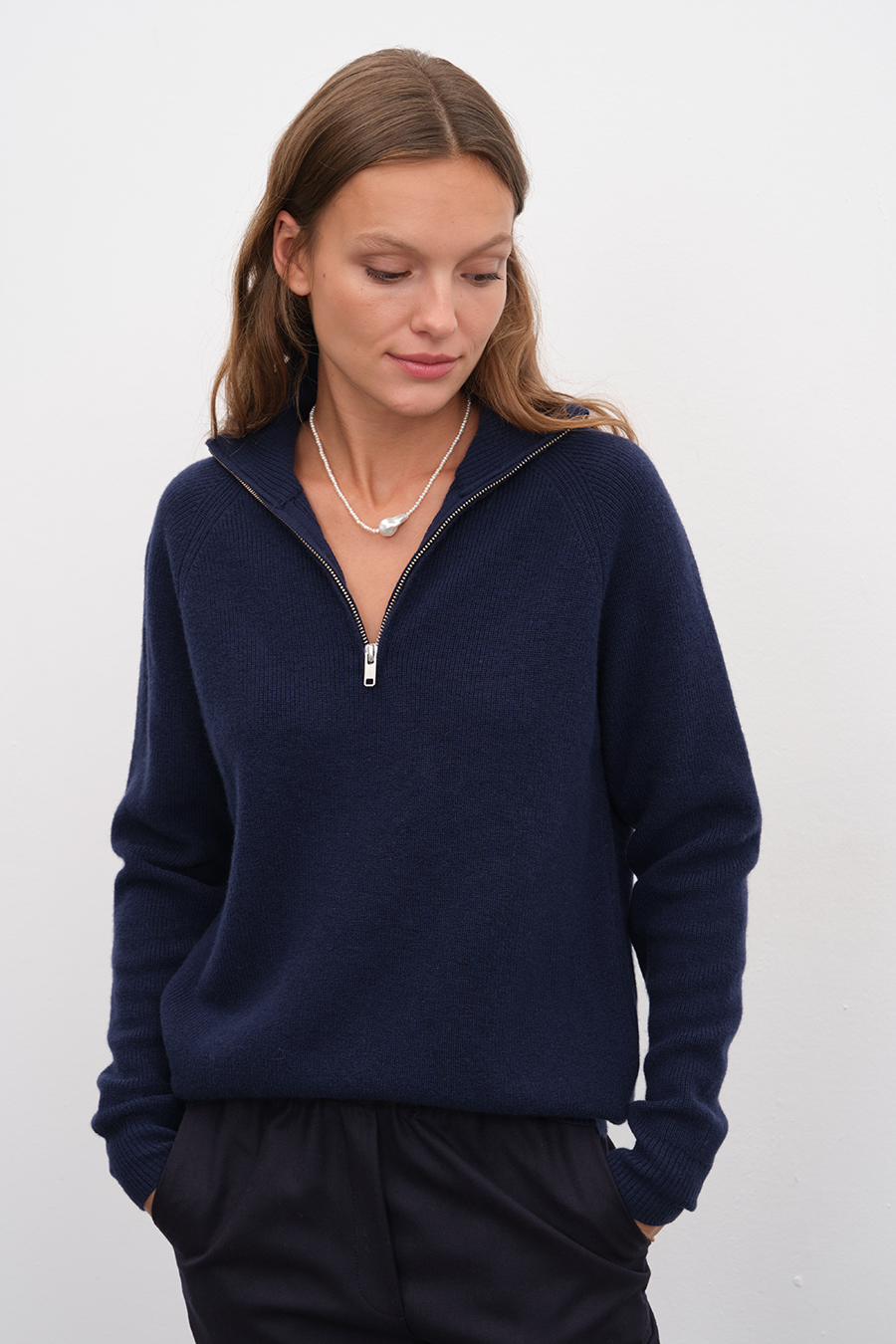 Yarım Fermuarlı Unisex Merino Triko