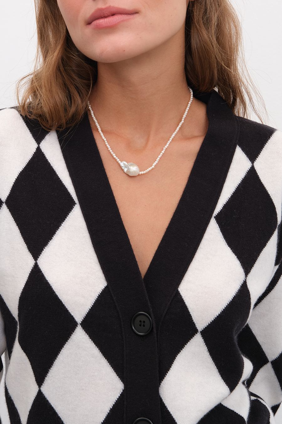 Barok İnci Detaylı Kum İnci Kolye