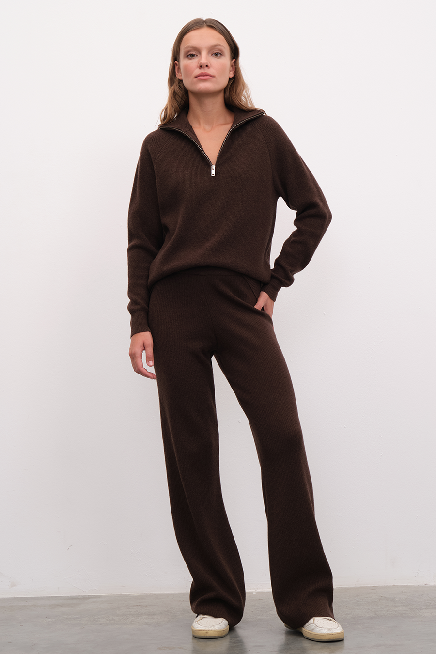 Yarım Fermuarlı Unisex Merino Triko