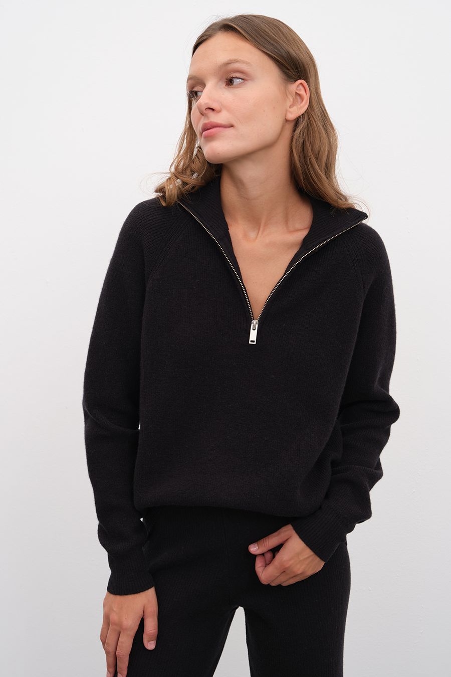 Yarım Fermuarlı Unisex Merino Triko