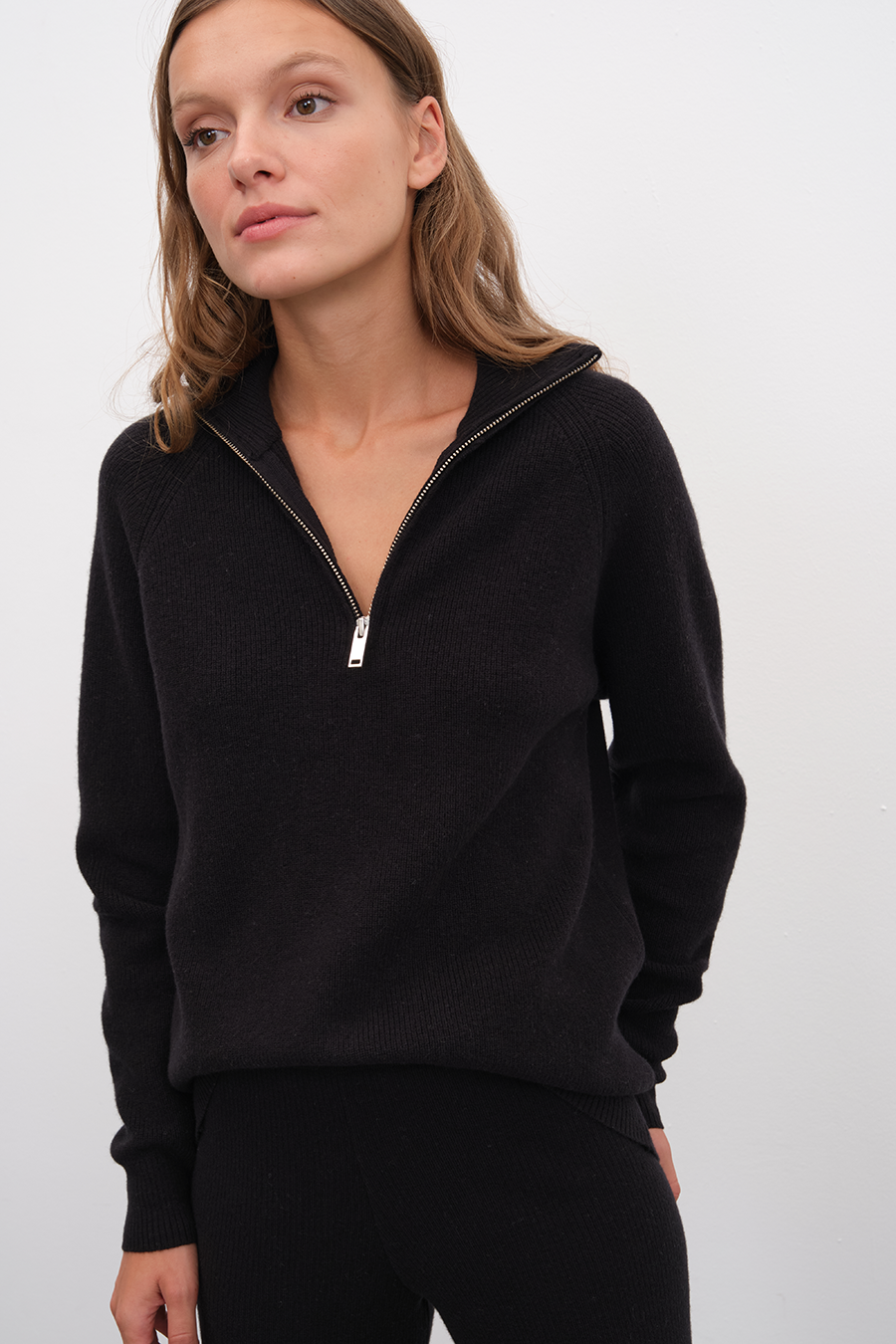 Yarım Fermuarlı Unisex Merino Triko