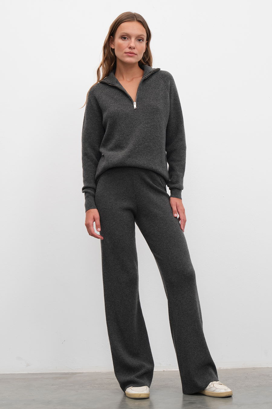 Yarım Fermuarlı Unisex Merino Triko