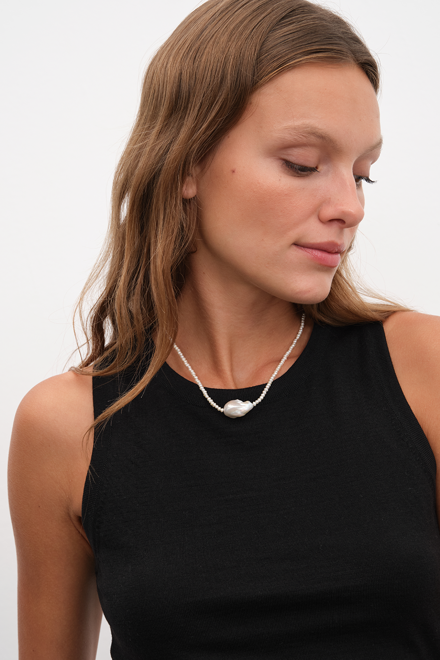 Barok İnci Detaylı Kum İnci Kolye