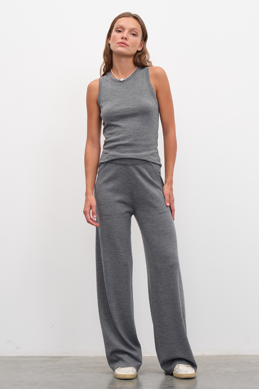 Bol Paçalı Lightweight Merino Triko Pantolon