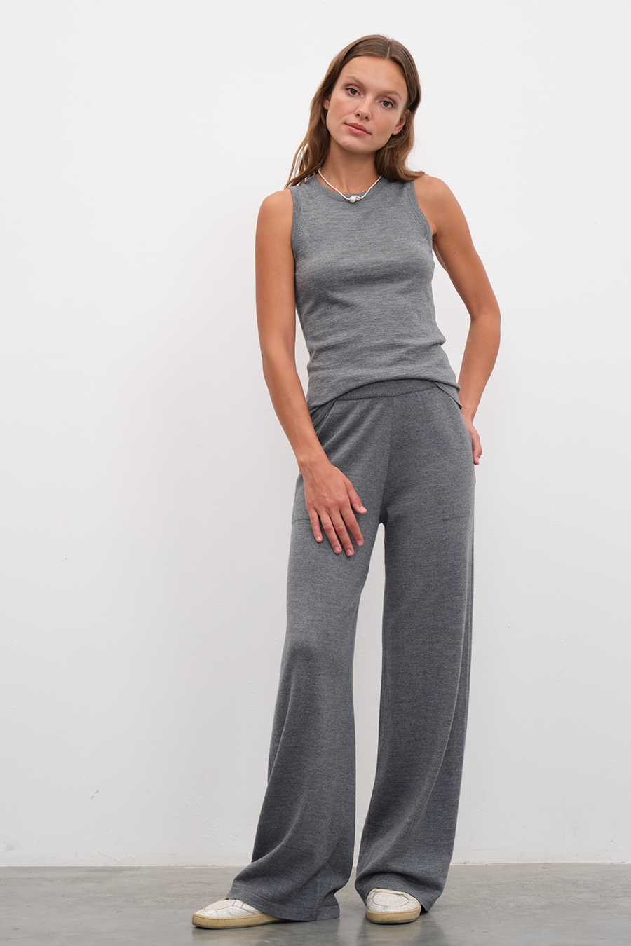 Bol Paçalı Lightweight Merino Triko Pantolon