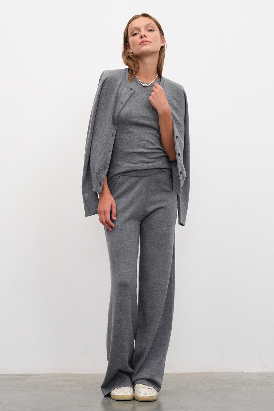 Bol Paçalı Lightweight Merino Triko Pantolon