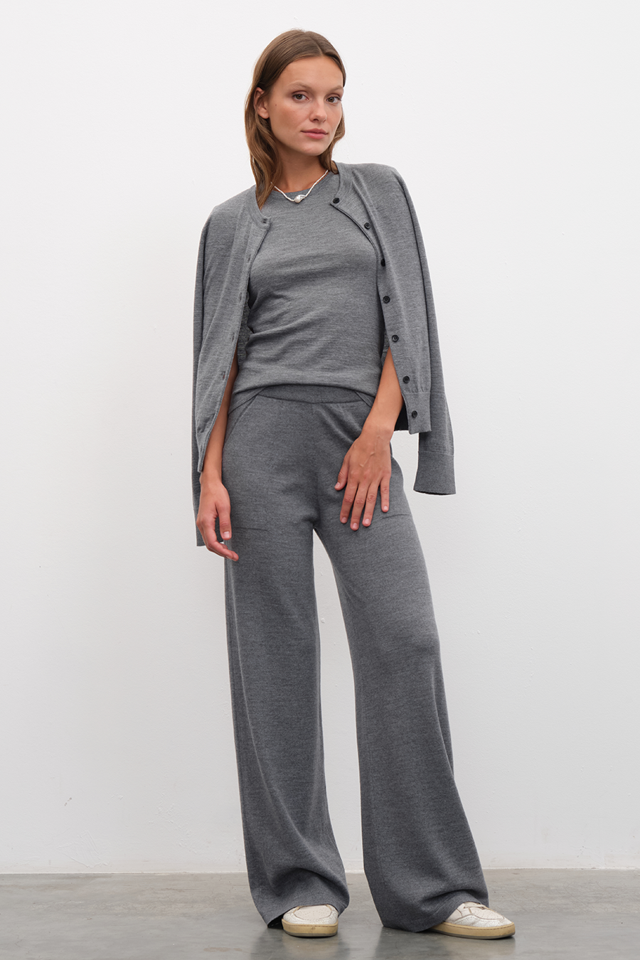Bol Paçalı Lightweight Merino Triko Pantolon