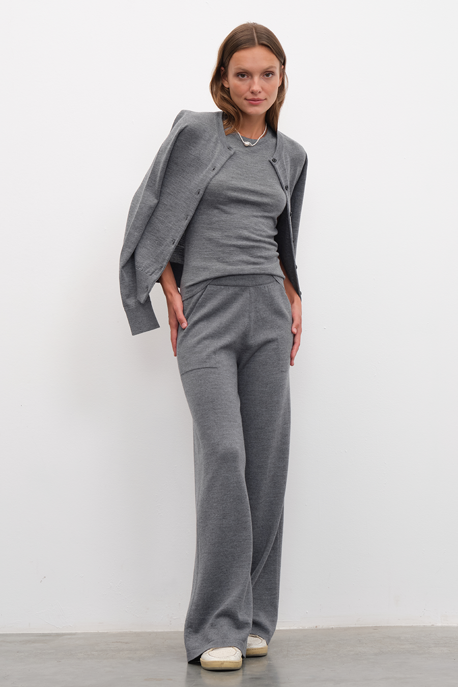 Bol Paçalı Lightweight Merino Triko Pantolon