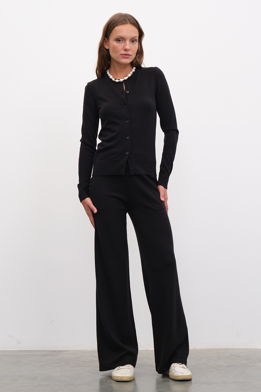 Bol Paçalı Lightweight Merino Triko Pantolon