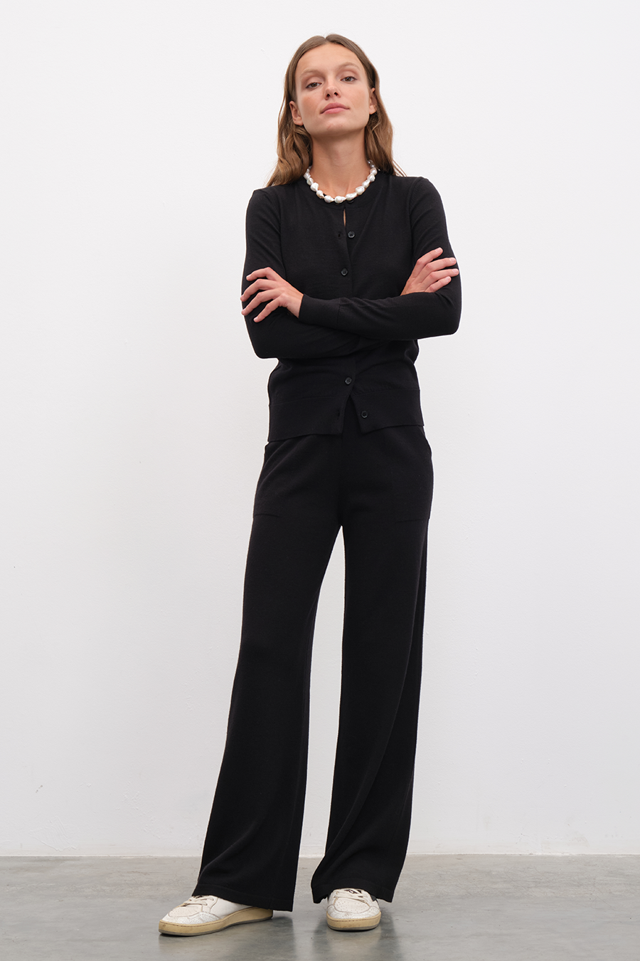 Bol Paçalı Lightweight Merino Triko Pantolon