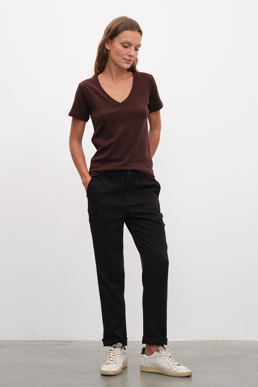 Everyday Cotton V Yakalı Fitted T-shirt
