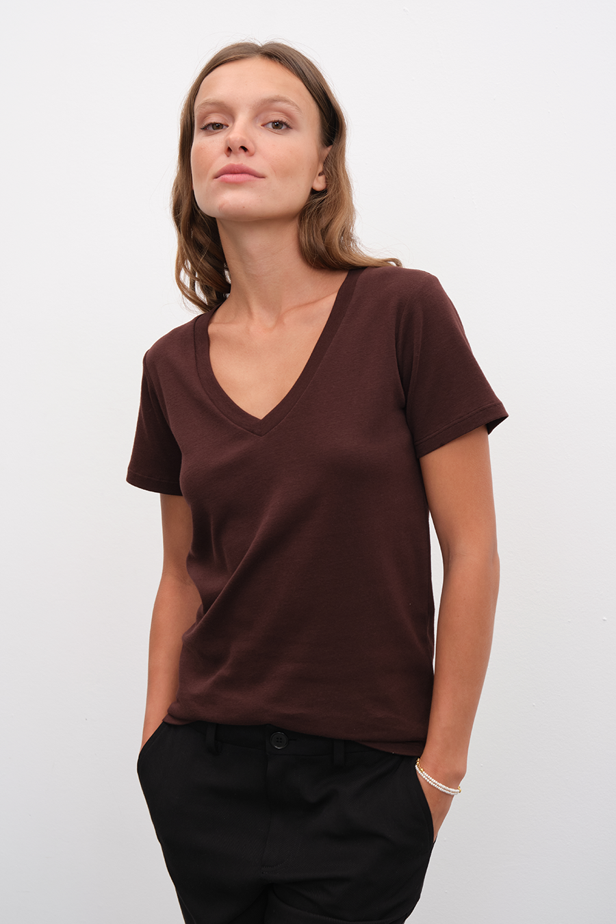 Everyday Cotton V Yakalı Fitted T-shirt