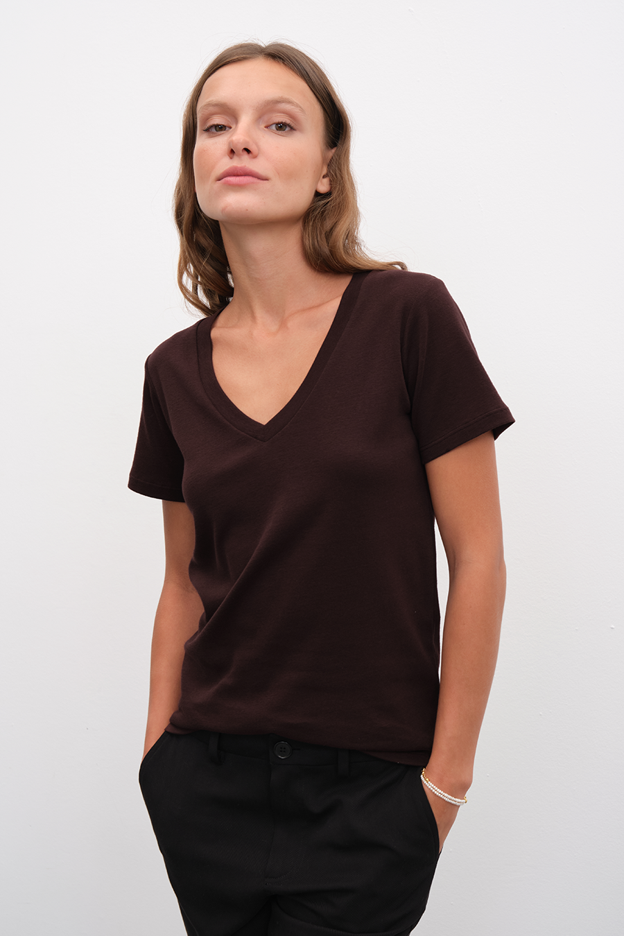 Everyday Cotton V Yakalı Fitted T-shirt