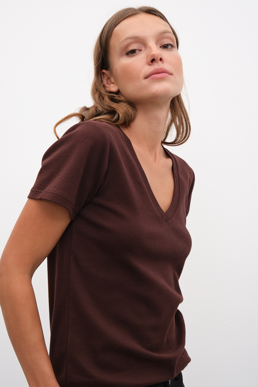 Everyday Cotton V Yakalı Fitted T-shirt