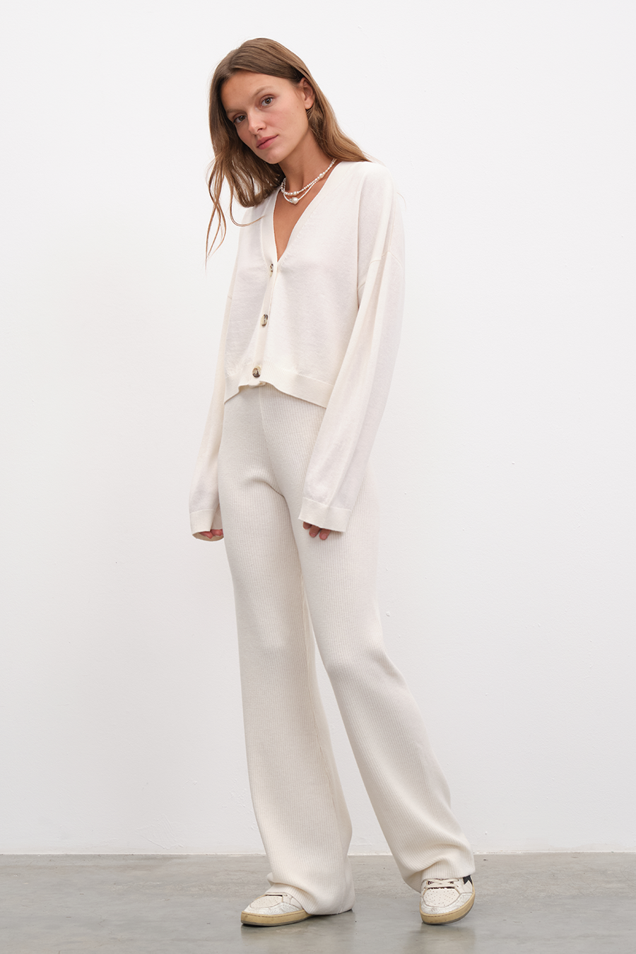 Selanik Örgülü Crop Merino Hırka