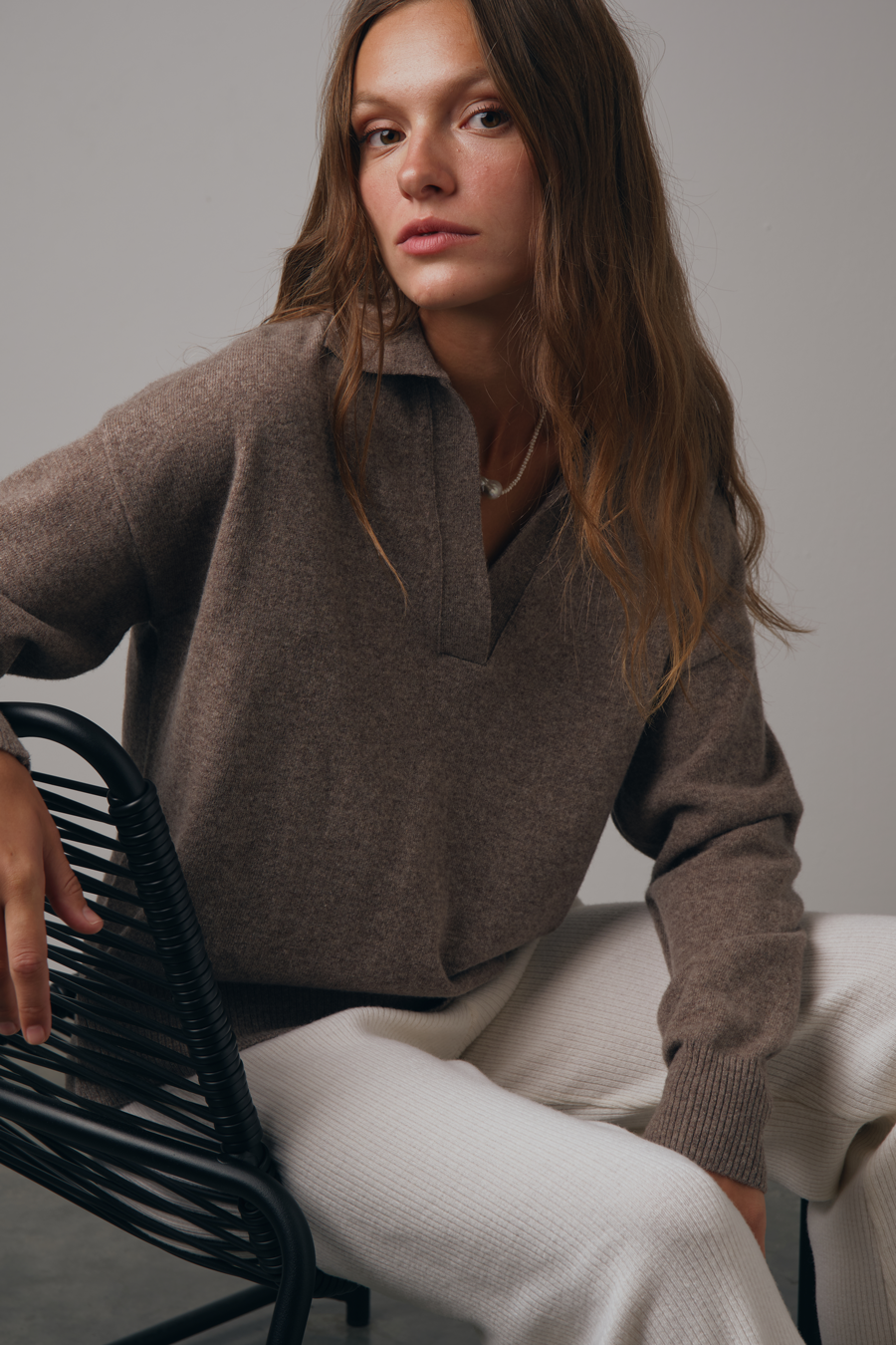 Polo Yakalı Cashmere Merino Triko