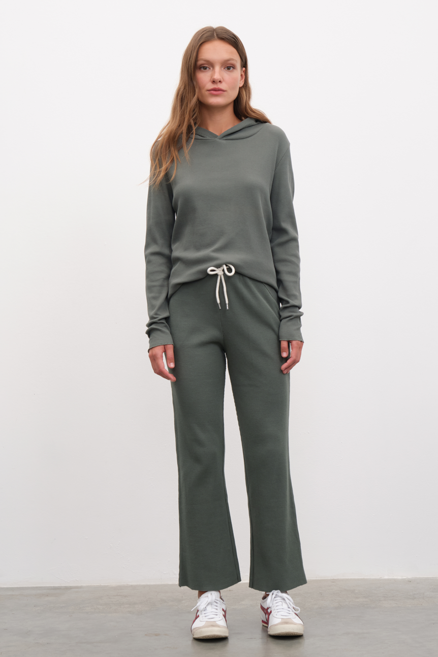 Waffle Cotton Crop Flare Eşofman Altı