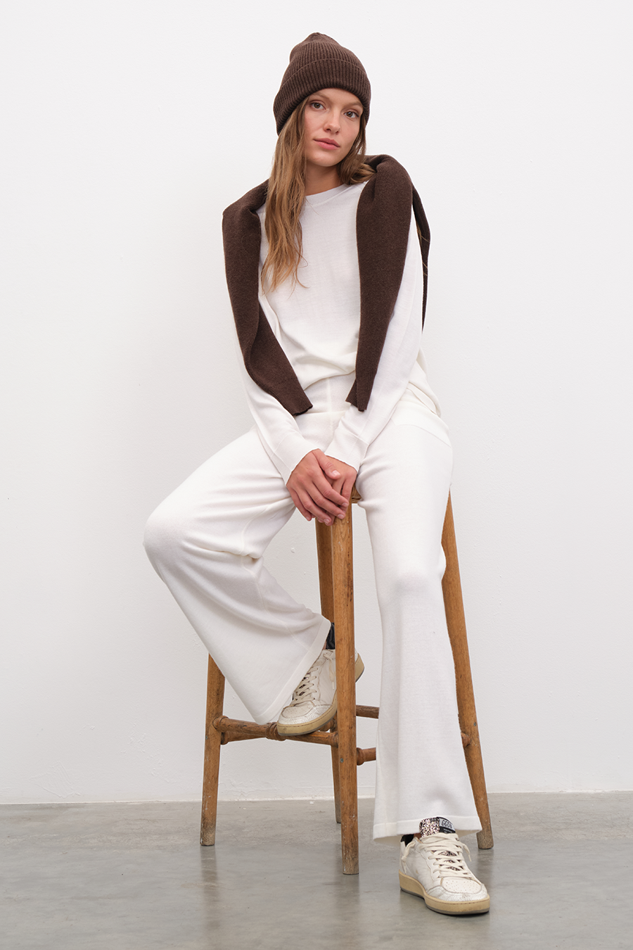 Bol Paçalı Lightweight Merino Triko Pantolon