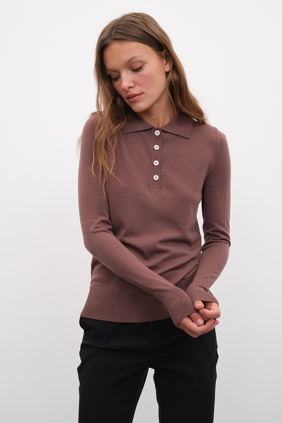 Polo Yakalı Lightweight Cashmere Merino Fitted Triko