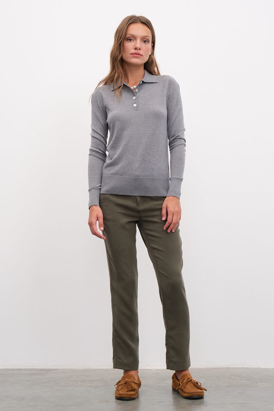 Polo Yakalı Lightweight Cashmere Merino Fitted Triko