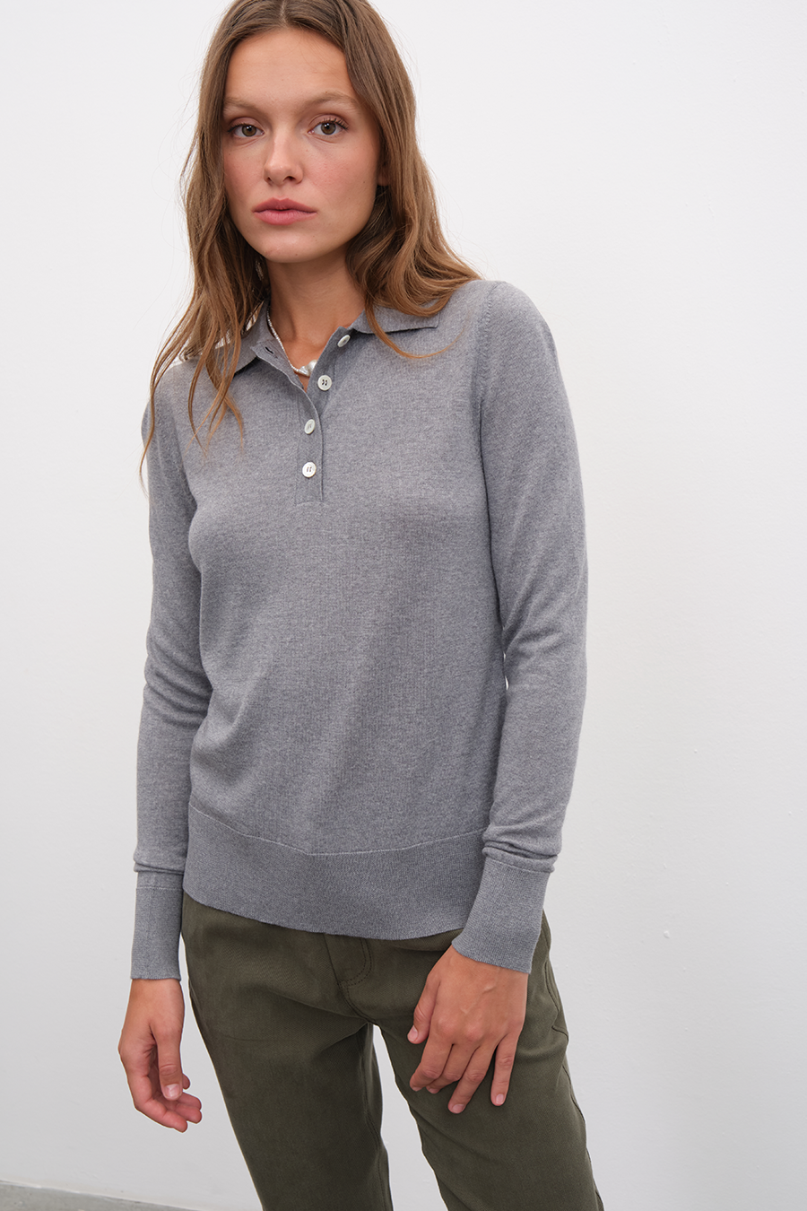 Polo Yakalı Lightweight Cashmere Merino Fitted Triko