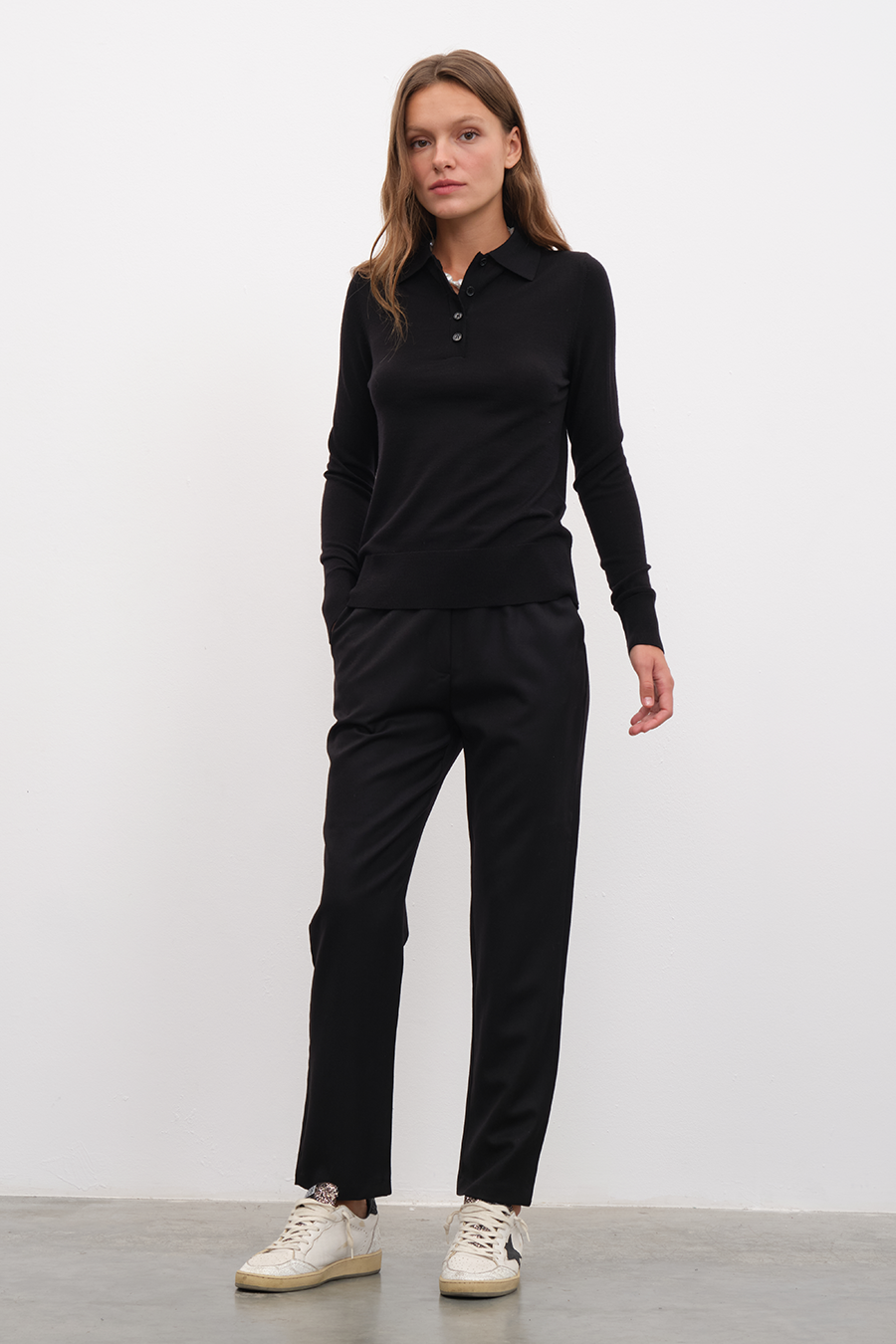 Polo Yakalı Lightweight Cashmere Merino Fitted Triko