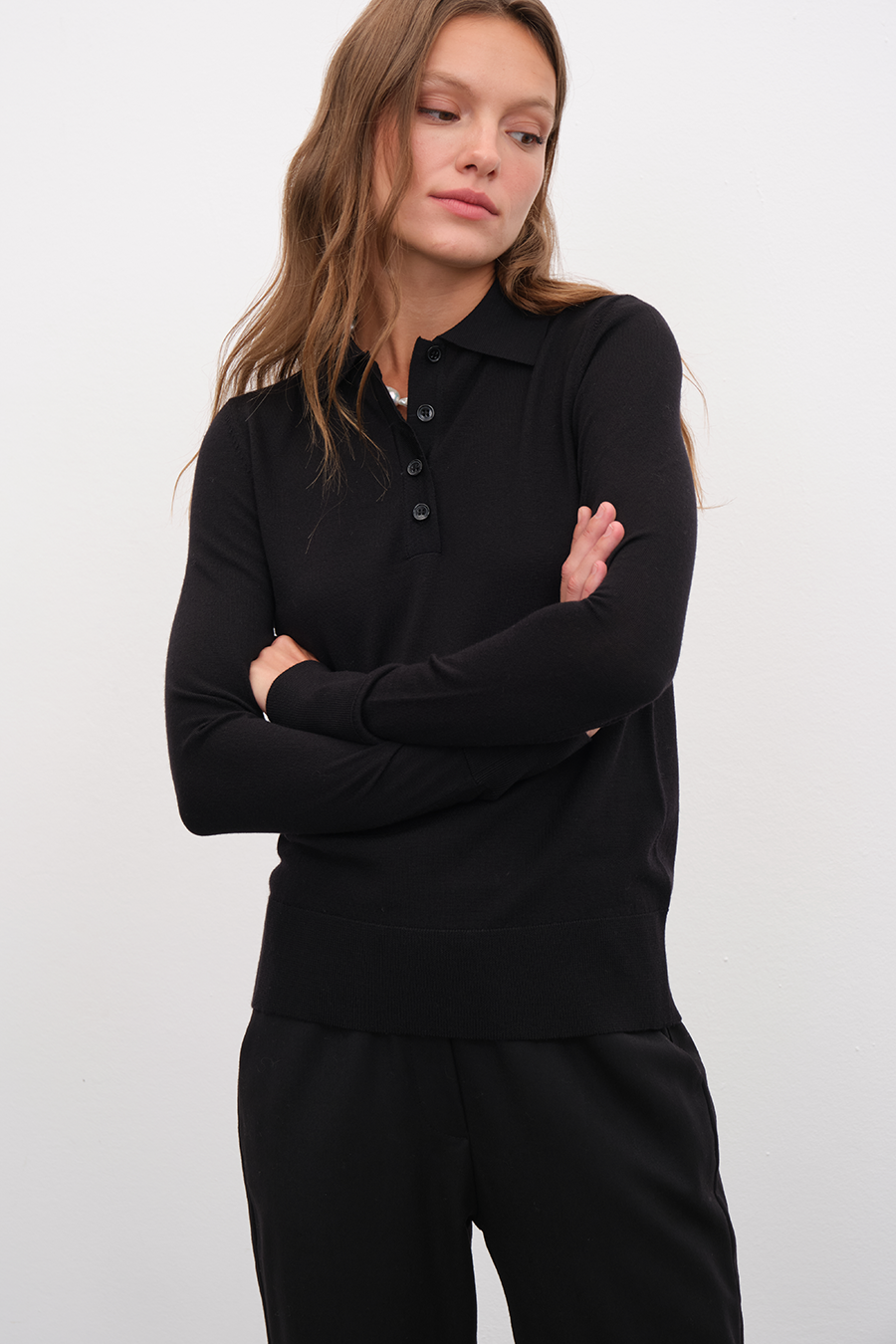 Polo Yakalı Lightweight Cashmere Merino Fitted Triko