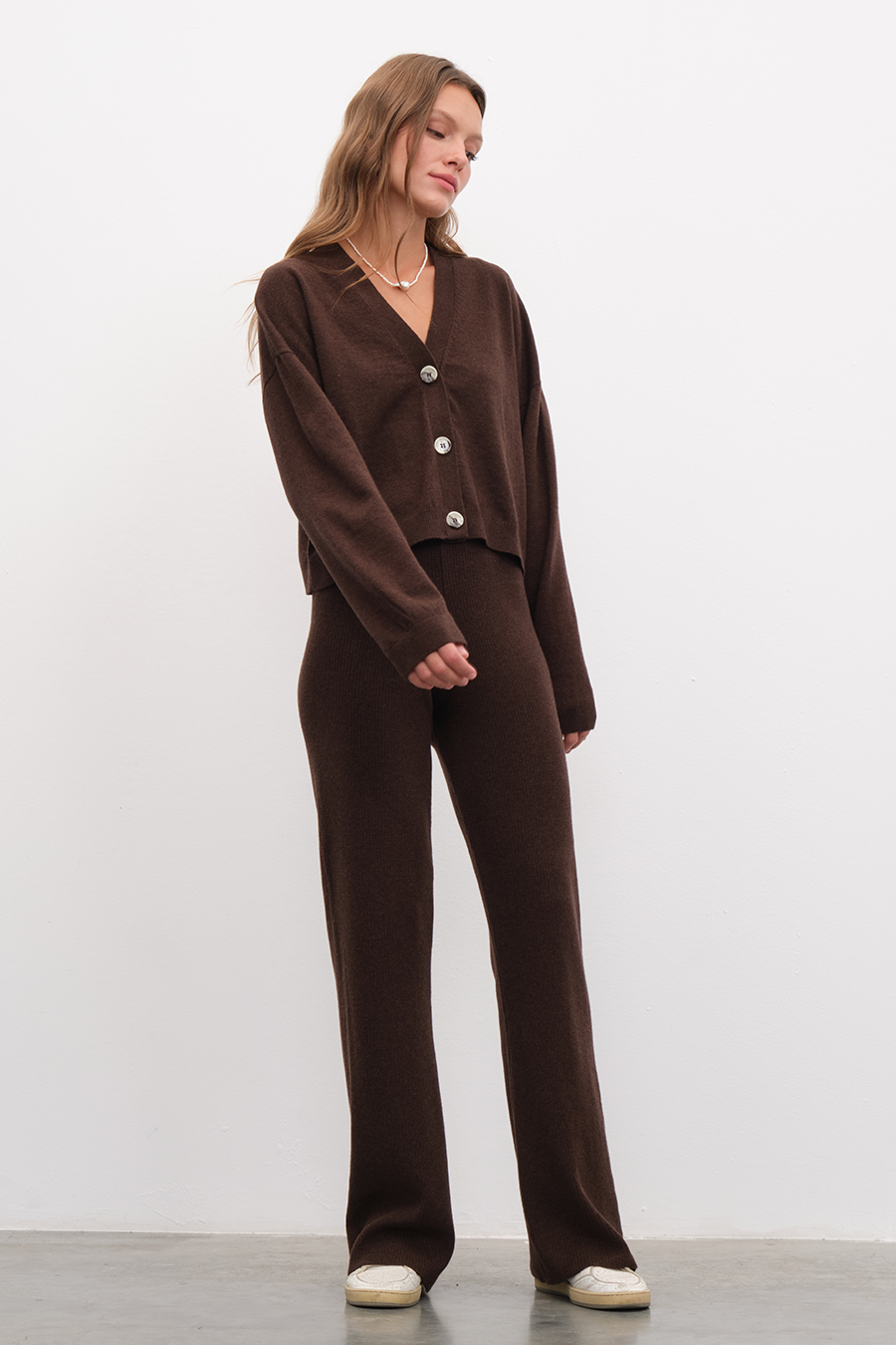 Selanik Örgülü Crop Merino Hırka