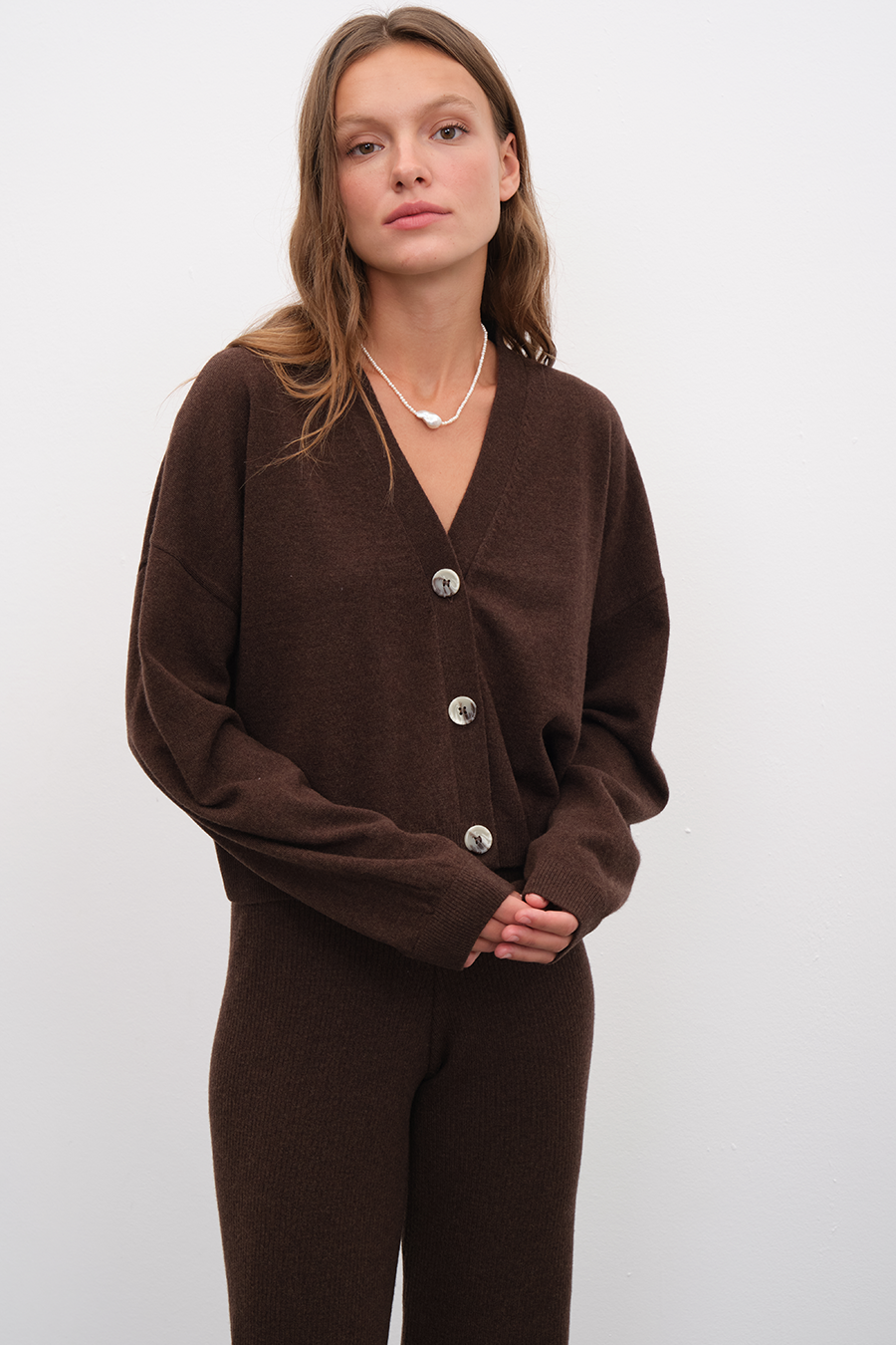 Selanik Örgülü Crop Merino Hırka