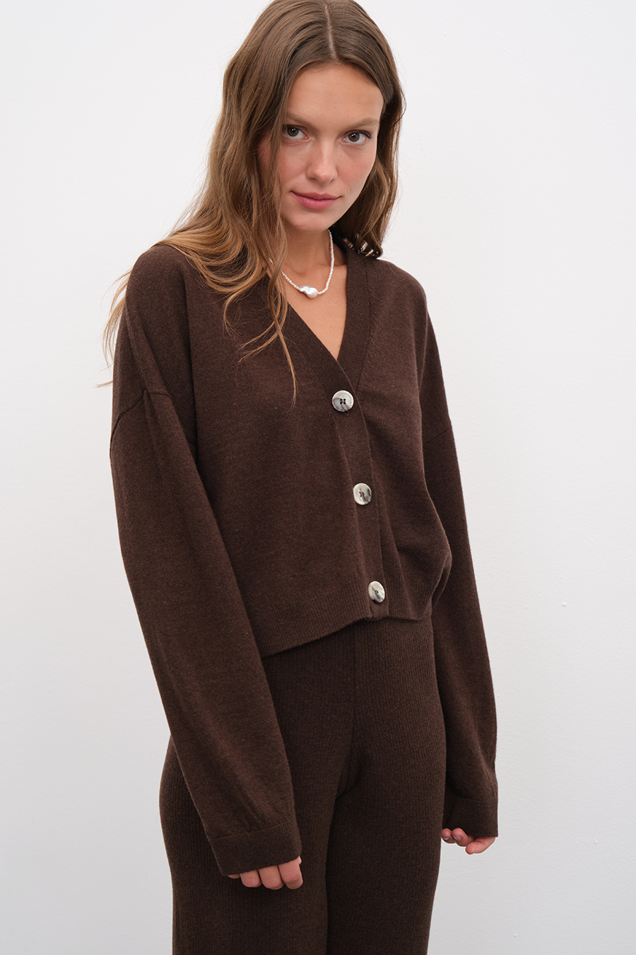 Selanik Örgülü Crop Merino Hırka